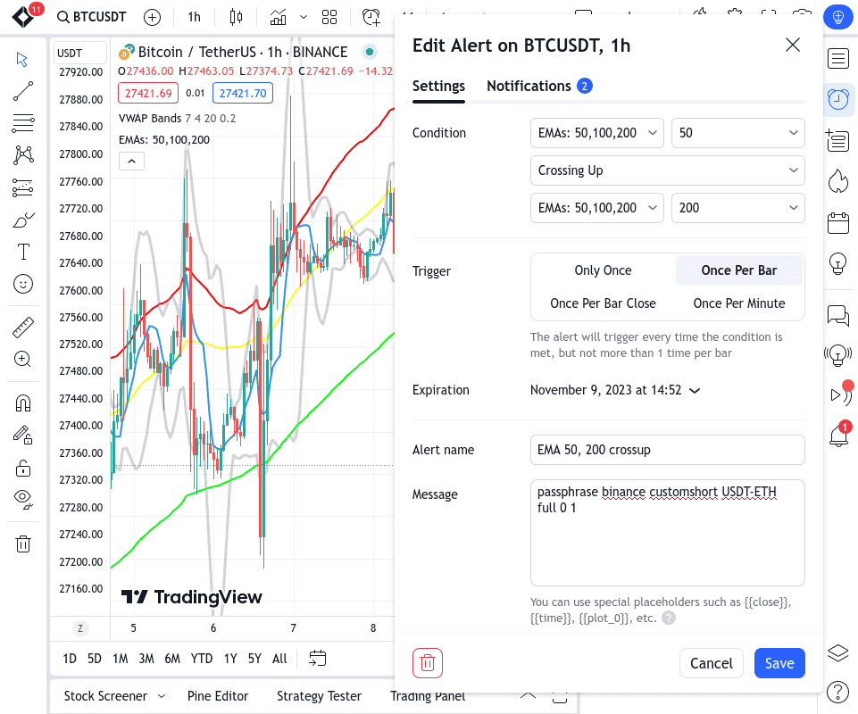 TradingView sell alert 1