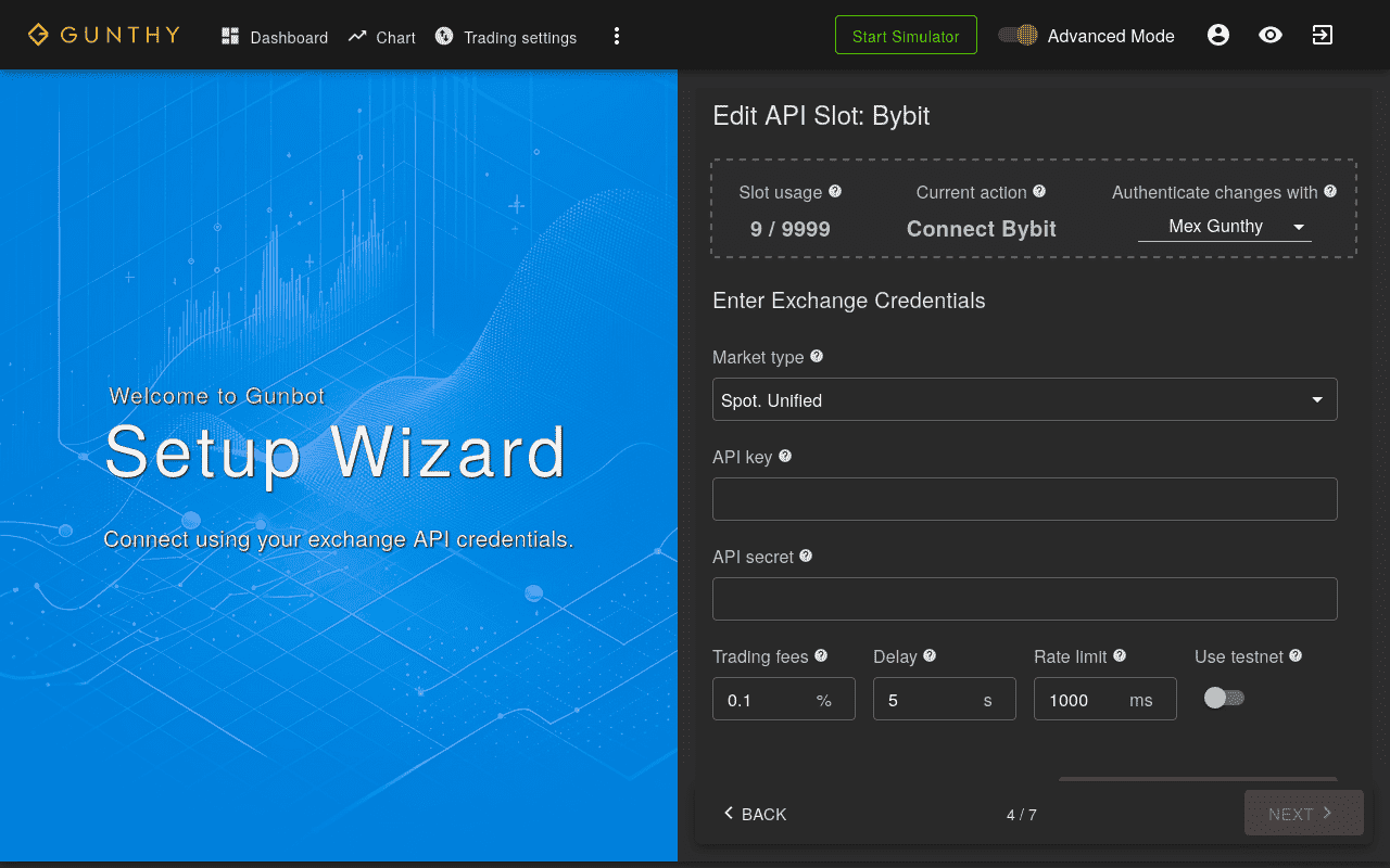 Exchange connection setup