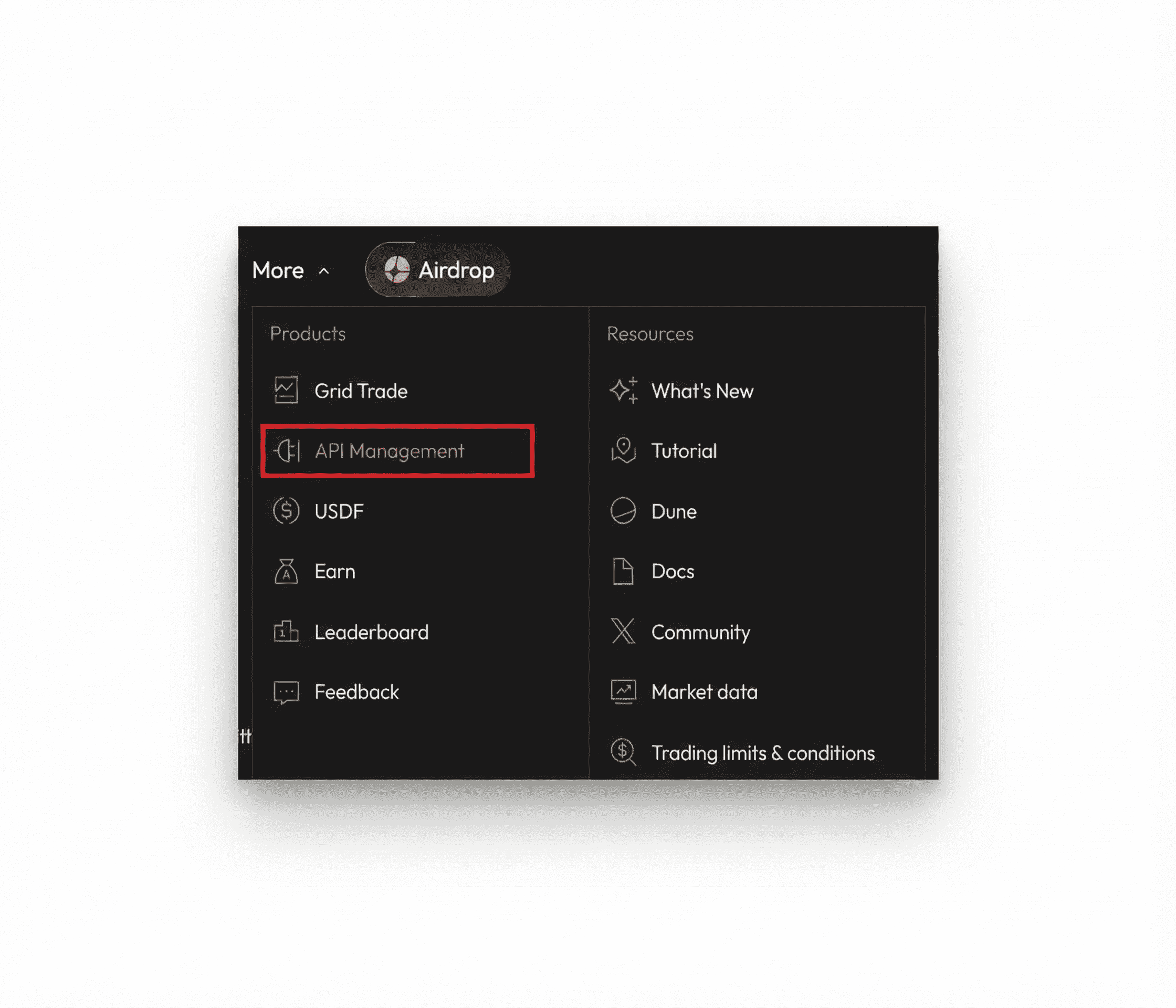 Accessing the API Management section from the Aster main menu