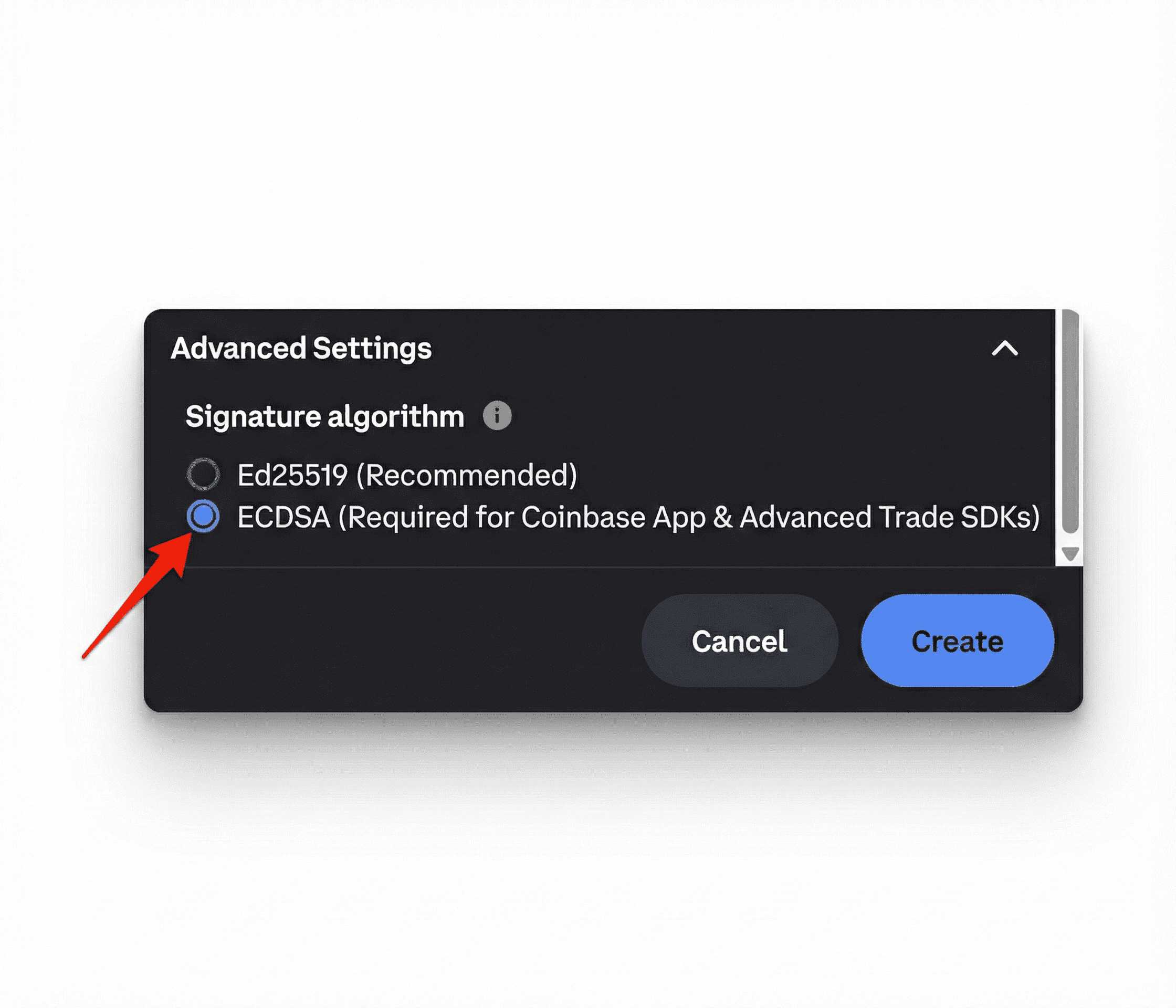 Selecting the ECDSA signature algorithm