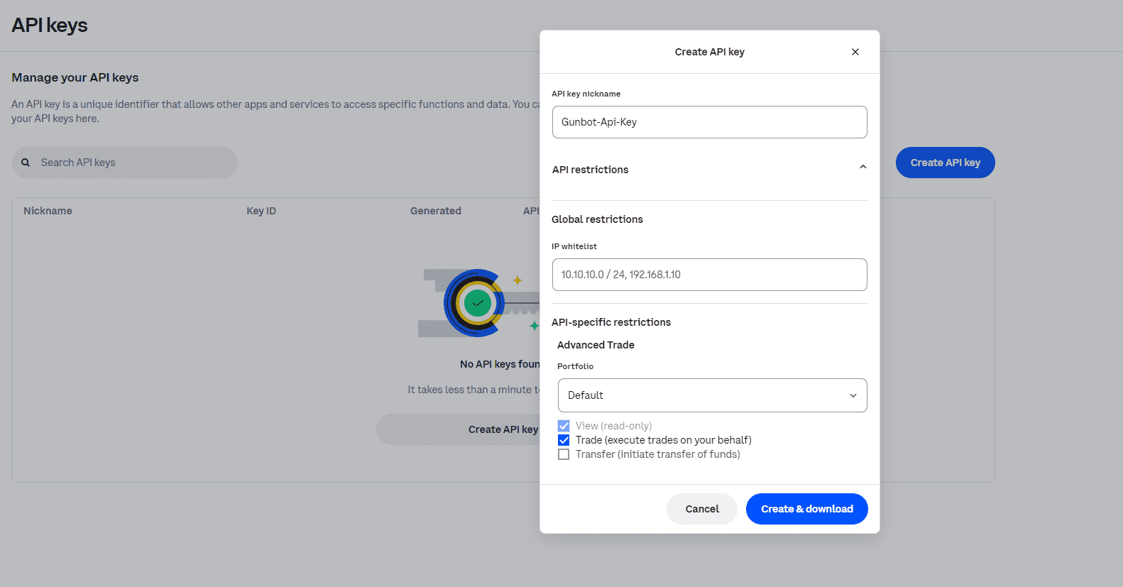 Coinbase Developer Platform API Keys Creation