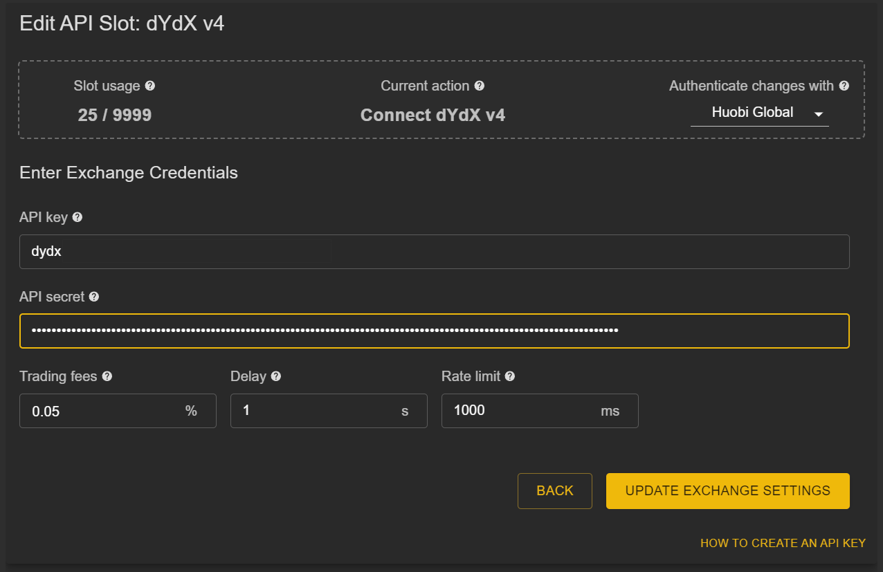 dYdX v4 API key confirmation and credentials display dYdX v4 API key confirmation and credentials display