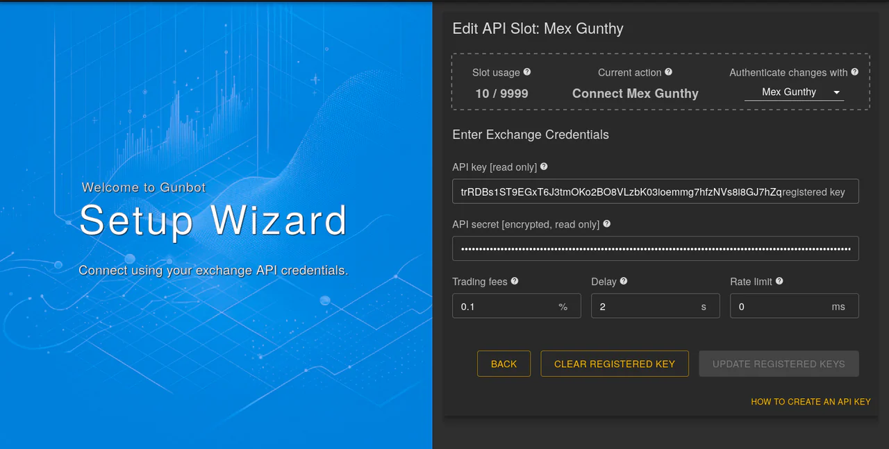 Edit API slot interface for modifying exchange credentials