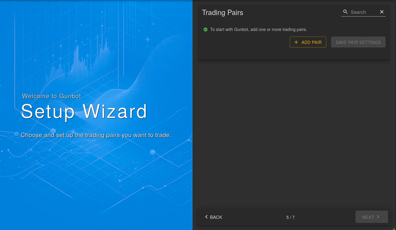 Add new trading pair button location