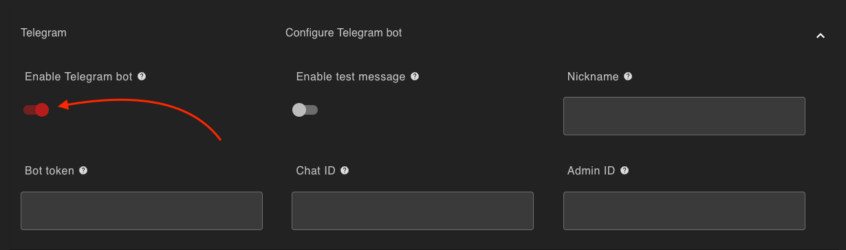 Telegram bot activation toggle switch Telegram bot activation toggle switch