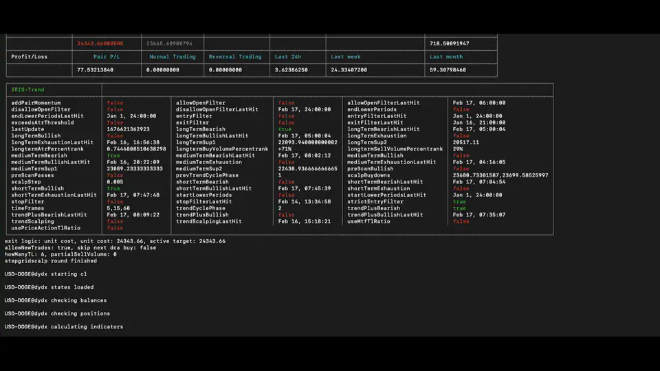 Gunbot logs display showing trading activity and system messages