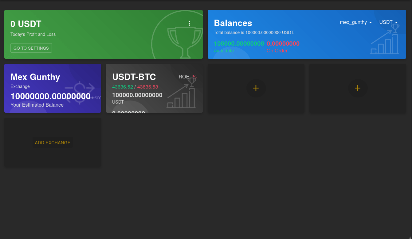 Monitor your trading performance on the dashboard
