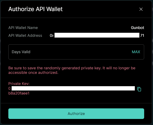 Hyperliquid API key creation interface Hyperliquid API key creation interface