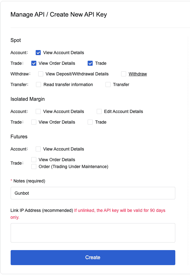 MEXC API Key Creation