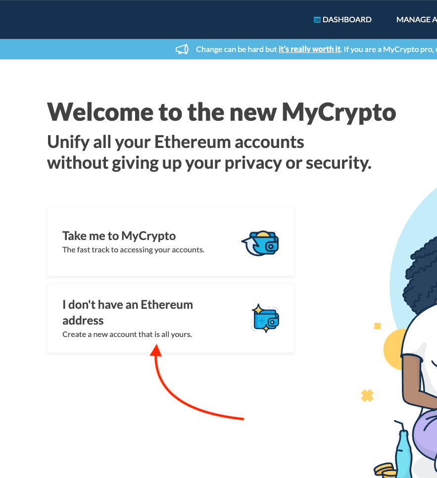 Mycrypto wallet creation and setup interface Mycrypto wallet creation and setup interface