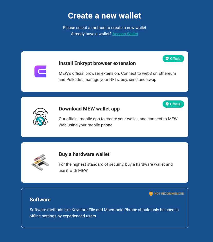 MyEtherWallet wallet creation and secret recovery phrase screen MyEtherWallet wallet creation and secret recovery phrase screen