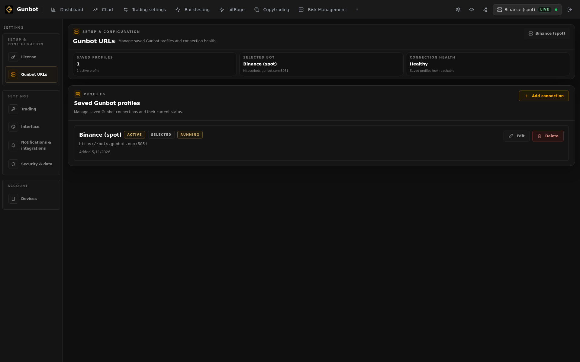 Settings interface screenshot