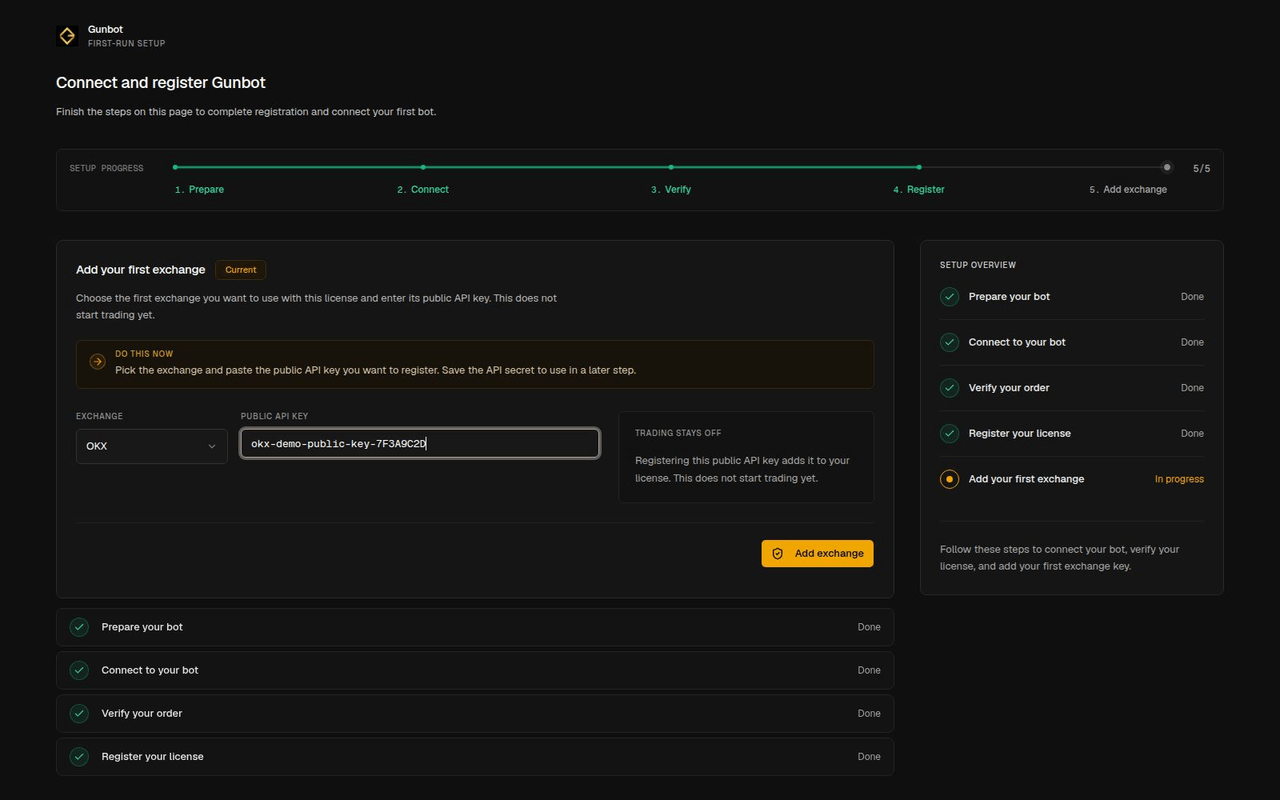 Register the first exchange public API key