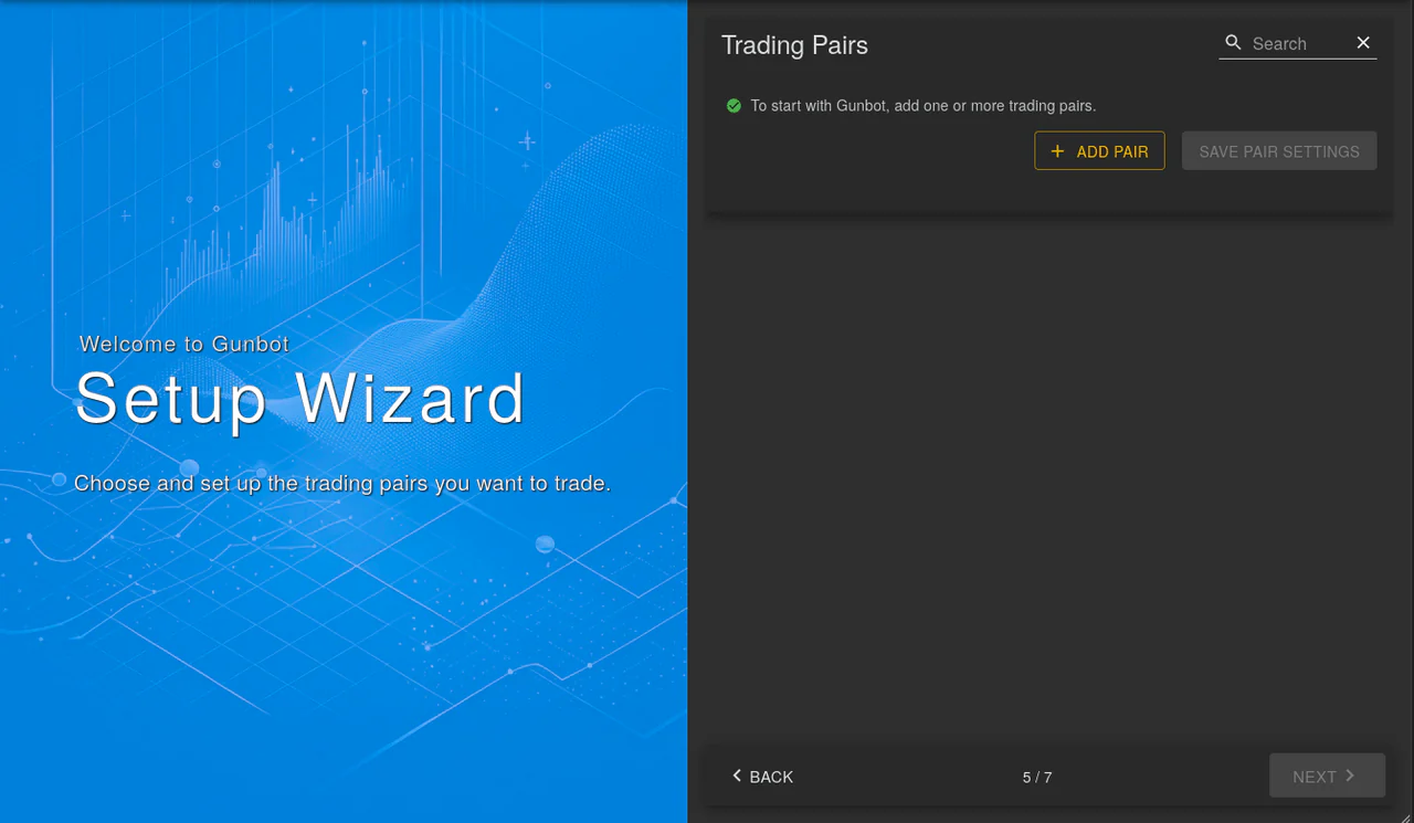 Add new trading pair button location Add new trading pair button location