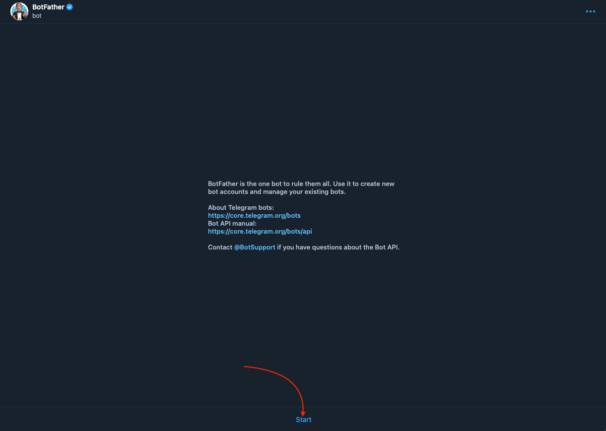 BotFather chat interface in Telegram BotFather chat interface in Telegram
