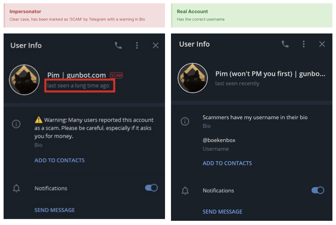 Suspicious private message from unknown contact