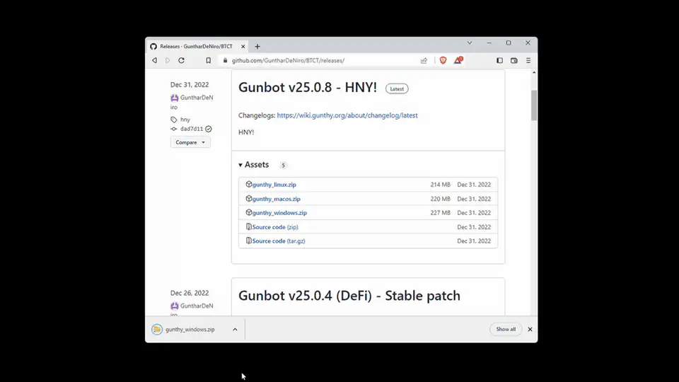 Extracting Gunbot files to installation directory Extracting Gunbot files to installation directory